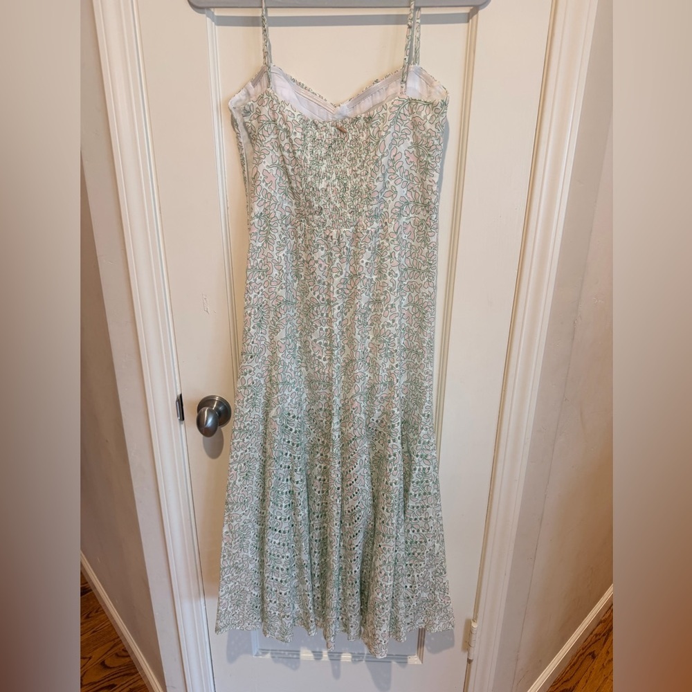 NWT Misa Los Angeles Lace Midi Dress in white/pink & green - Picture 5 of 10